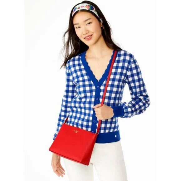 Kate Spade Leila Medium Satchel Designer Crossbody Red Tomato Slice NWT - Picture 3 of 5